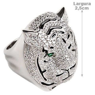 Anel de Prata Tigre com Zircônias