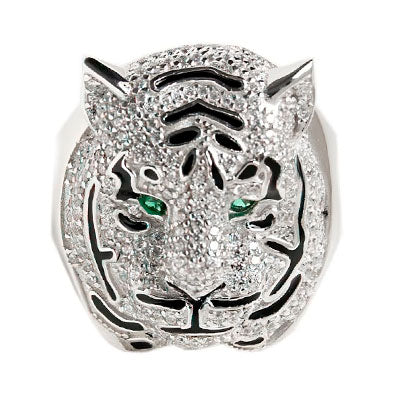 Anel de Prata Tigre com Zircônias