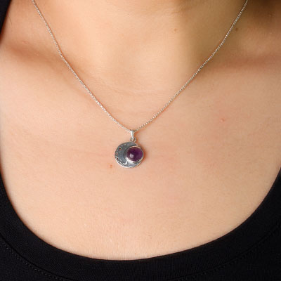Pingente de Prata com Ametista