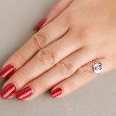 Anel de Prata com Ametista