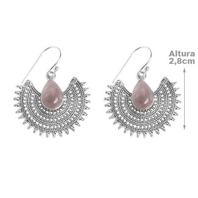 Brinco de Prata com Quartzo Rosa
