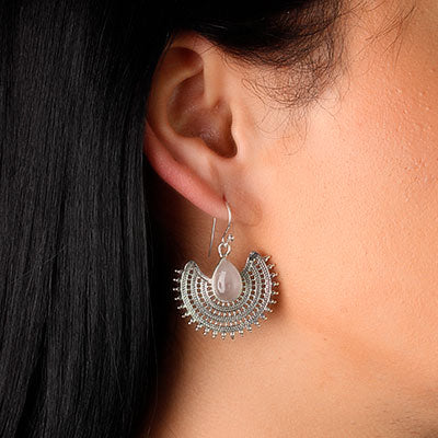 Brinco de Prata com Quartzo Rosa