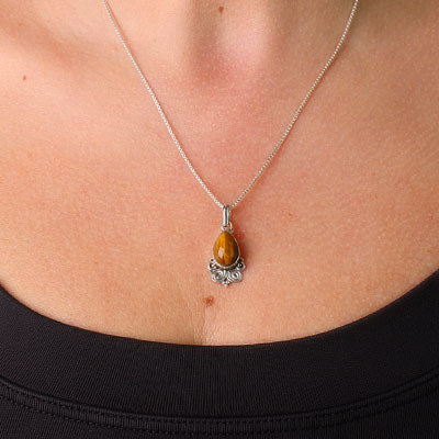 Pingente de Prata com Olho de Tigre