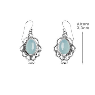 Brinco de Prata com Ágata Calcedônia