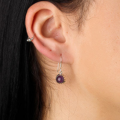 Brinco De Prata Com Ametista