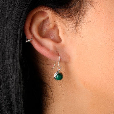 Brinco de Prata com Malaquita