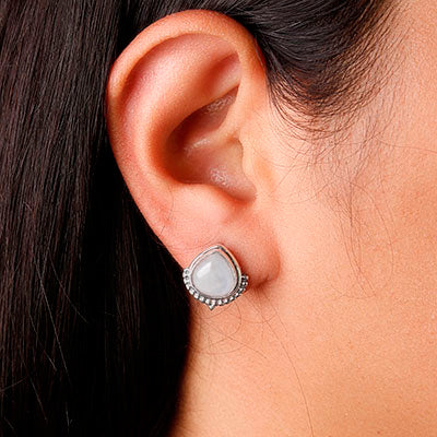 Brinco de Prata com Pedra da Lua- 59759