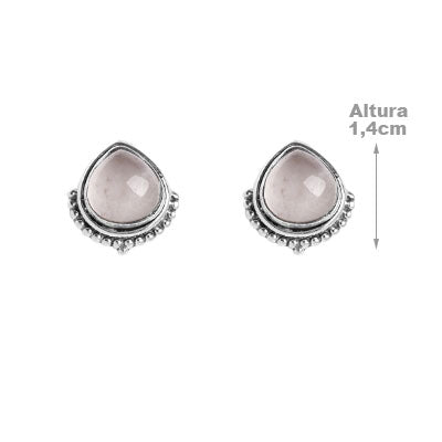 Brinco de prata com Quartzo Rosa