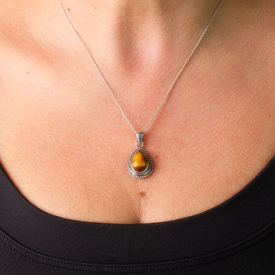 Pingente de Prata com Olho de Tigre