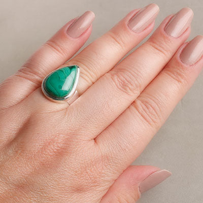 Anel de Prata com Malaquita