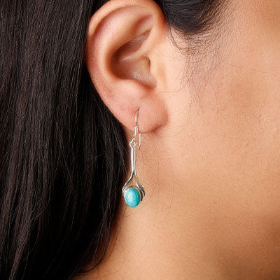 Brinco de prata com Turquesa
