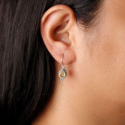 Brinco de Prata com Citrino