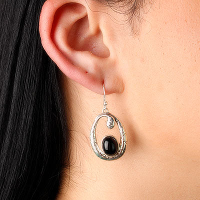 Brinco de Prata Cobra com Ágata