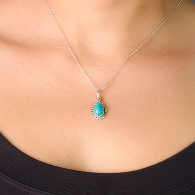 Pingente de Prata com Turquesa