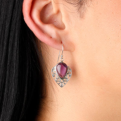 Brinco de Prata com Ametista