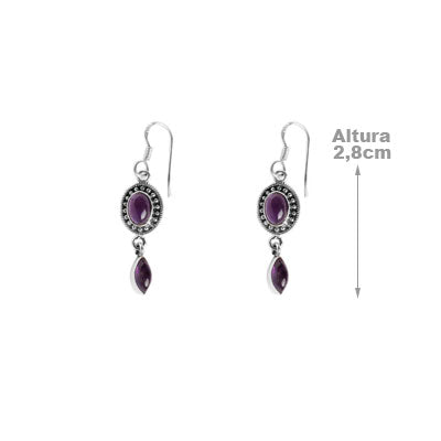 Brinco de Prata com Ametista