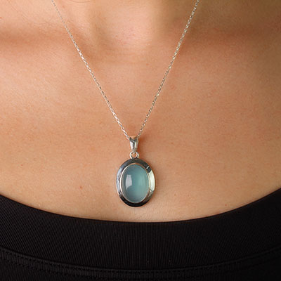 Pingente de Prata com Calcedônia