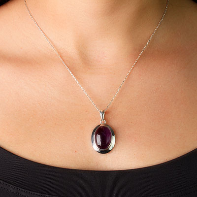 Pingente de Prata com Ametista