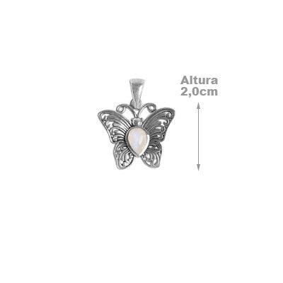 Pingente de Prata Borboleta com Pedra da Lua