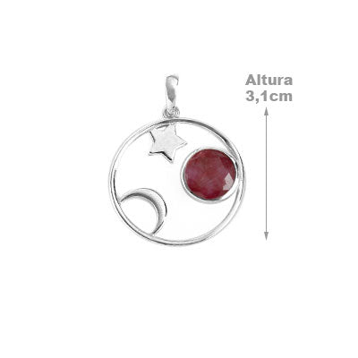 Pingente de Prata com Rubi