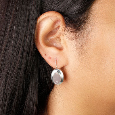 Brinco de Prata com Quartzo Rosa