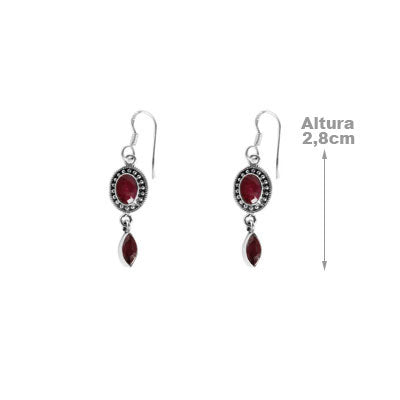 Brinco de Prata com Rubi