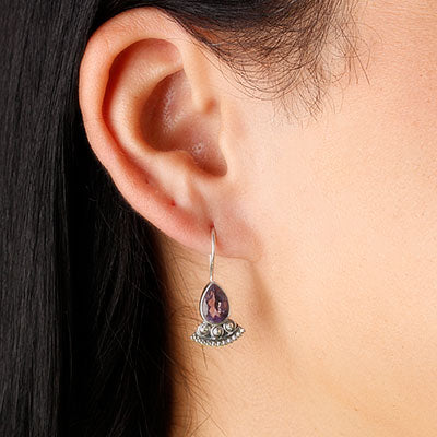 Brinco de Prata com Ametista