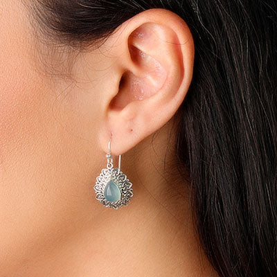 Brinco de Prata com Calcedônia