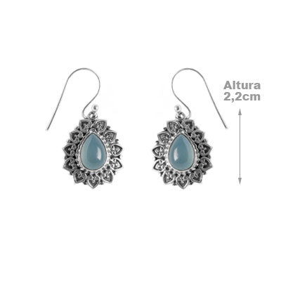 Brinco de Prata com Calcedônia