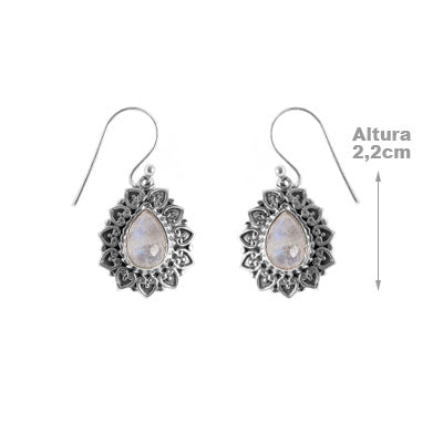 Brinco de Prata com Pedra da Lua