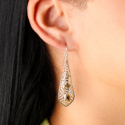 Brinco de Prata com Citrino