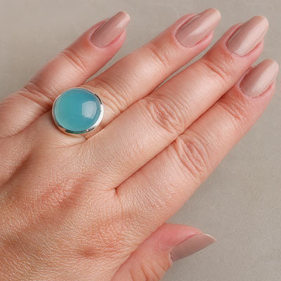 Anel de Prata com Calcedônia