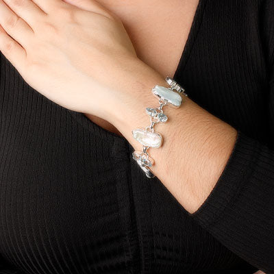 Pulseira de Prata com Topázio e Madrepérola