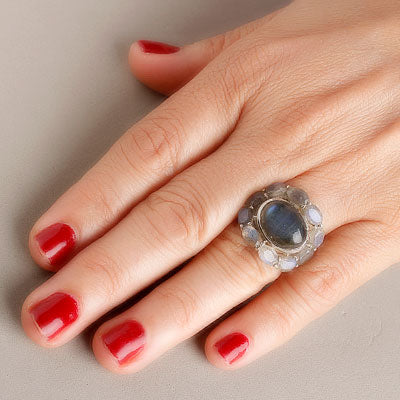 Anel de Prata com Labradorita