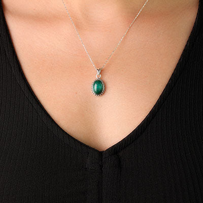 Pingente de Prata com Malaquita