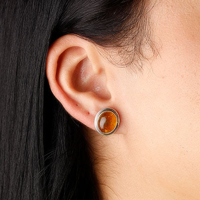 Brinco de Prata com Âmbar