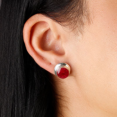 Brinco de Prata com Rubi