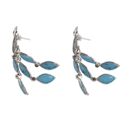 Brinco de Prata Pavão com Turquesa