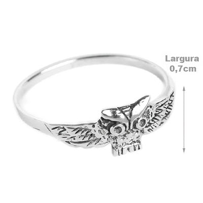Anel de Prata Coruja