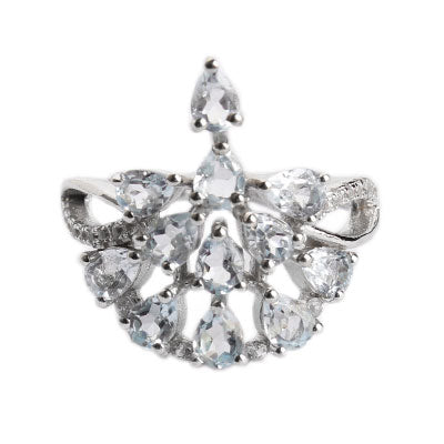 Anel de Prata com Topázio e Zircônias