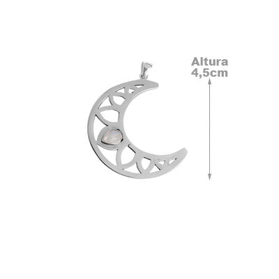 Pingente de Prata Lua com Pedra da Lua