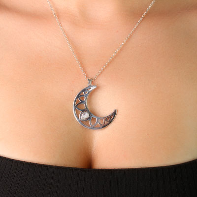 Pingente de Prata Lua com Pedra da Lua