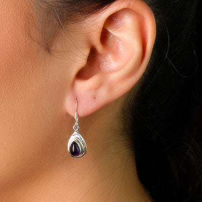Brinco de Prata com Ametista