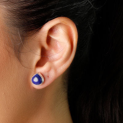 Brinco de Prata com Lápis Lázuli