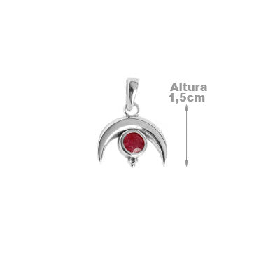Pingente de Prata Lua Invertida com Rubi