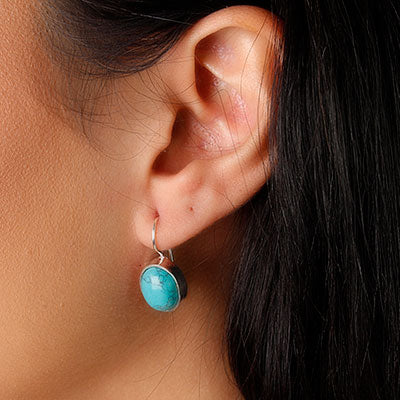 Brinco de Prata com Turquesa