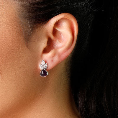 Brinco de Prata com Ametista