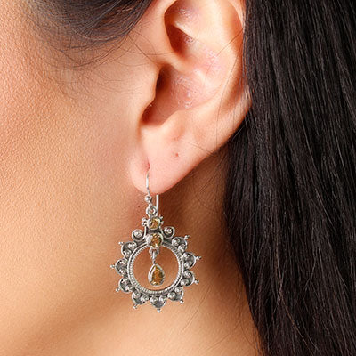 Brinco de Prata com Citrino