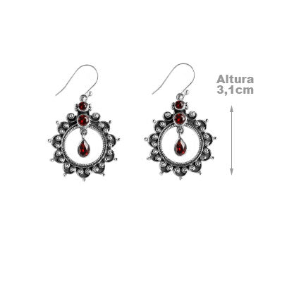Brinco de Prata com Granada
