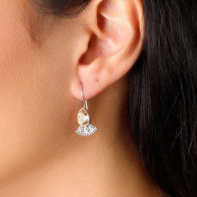 Brinco de Prata com Citrino